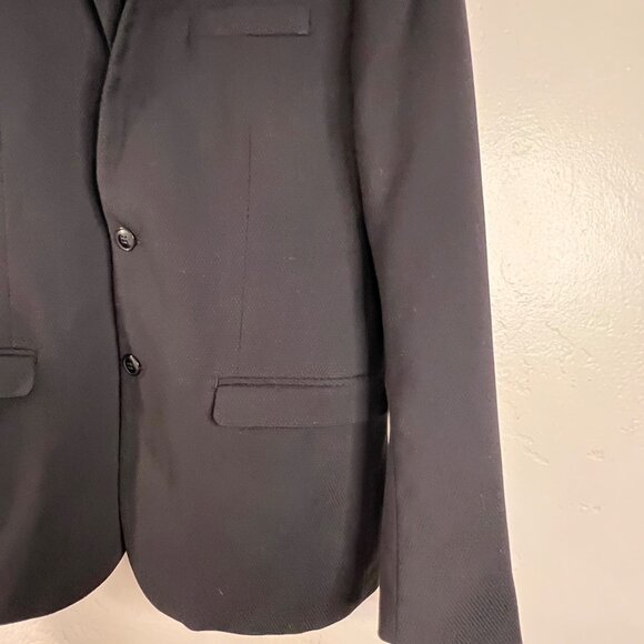 H&M Mens Slim Fit Black Blazer Size 42R 2-Button Closure Notch Lapel Career - Picture 7 of 16